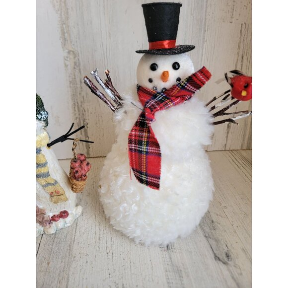 Unique snowman couple red cardinal bird variety Xmas set decor - Picture 5 of 9